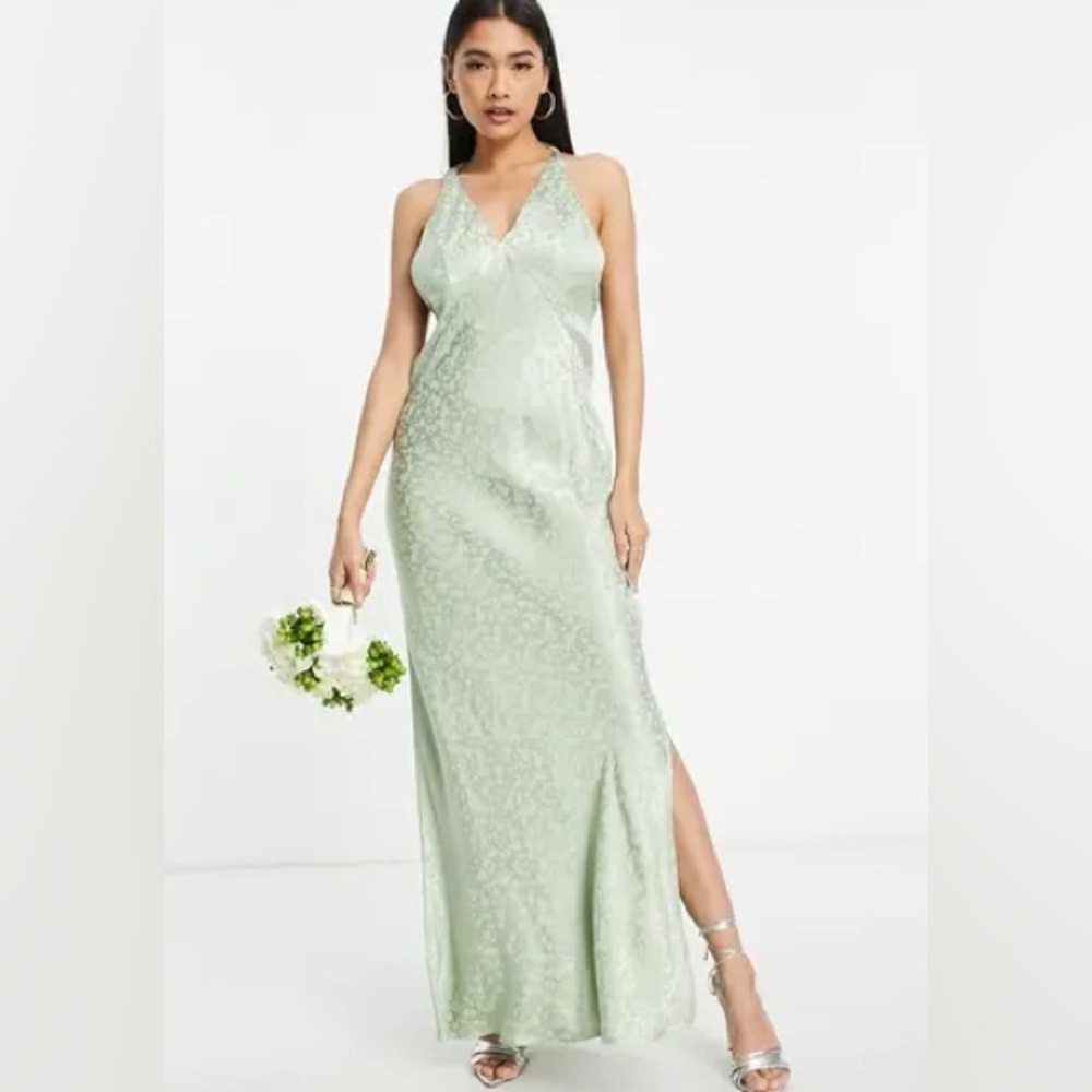 TopShop Sage Green Spaghetti Strap Dress in Size 12